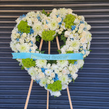 Load image into Gallery viewer, White and Light Blue Sympathy Heart
