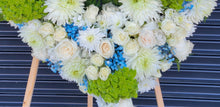 Load image into Gallery viewer, White and Light Blue Sympathy Heart
